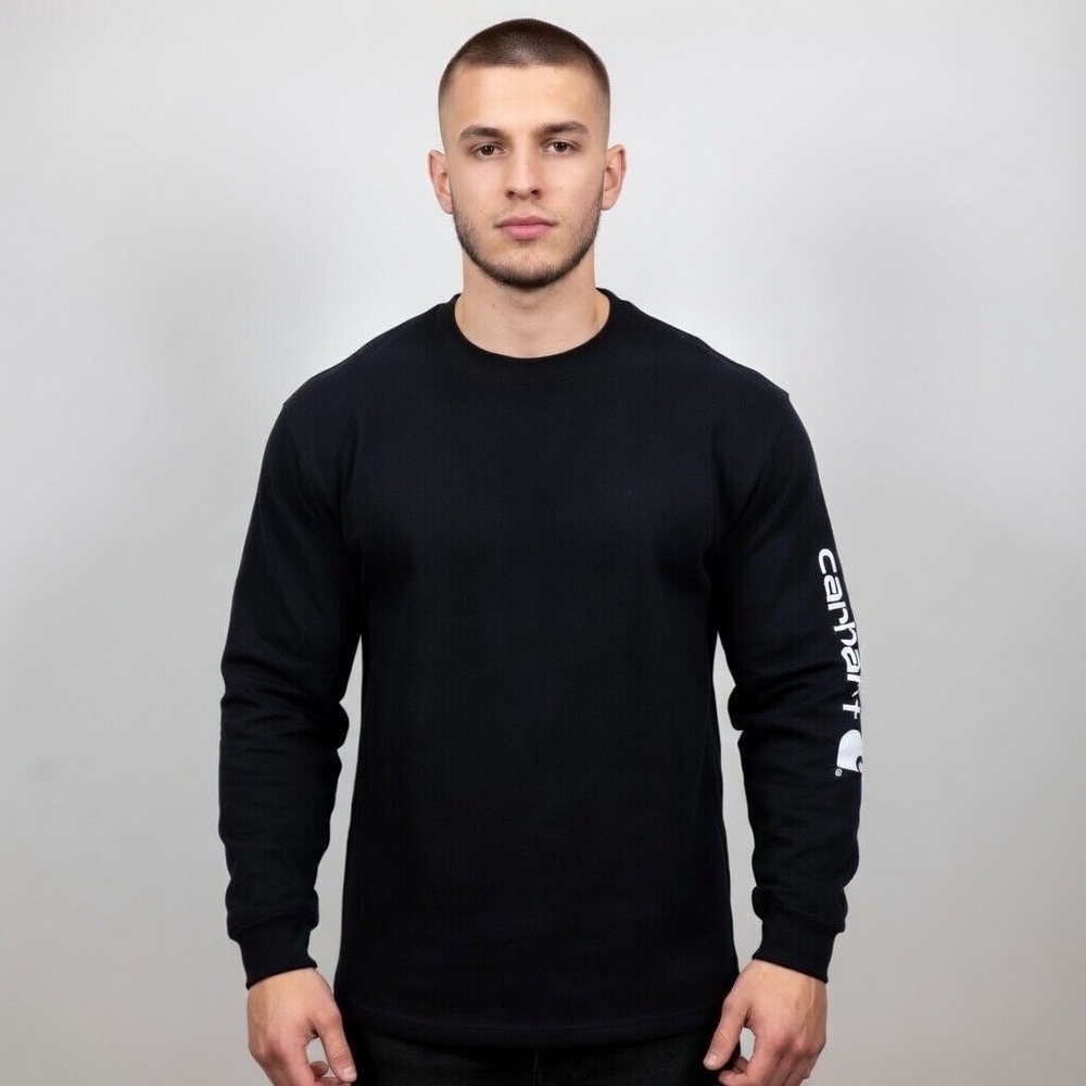 Carhartt K231-BLK Loose Fit Heavyweight Long Sleeve Logo T-Shirt Blackβ 3XL Tall